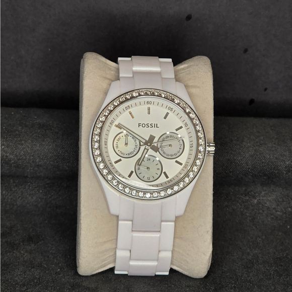 Fossil Accessories - Fossil Stella ES-1967 Womens Watch 38mm White Multifunction New Battery 6.5"